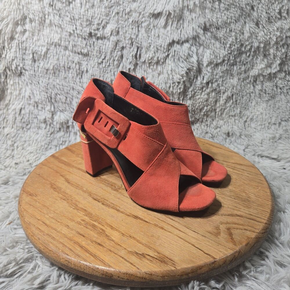 M4DE Womens Coral Suede Block Heel Open Toe Buckle Strap Sandal Shoes Size 6